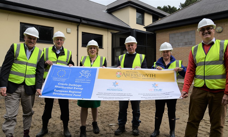 Gwaith yn dechrau ar ganolfan ymchwil filfeddygol newydd
